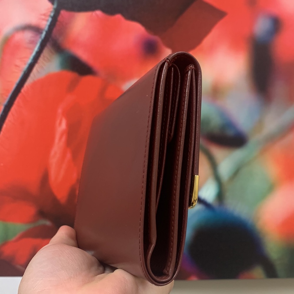 Sold❌AUTHENTIC MUST DE CARTIER TRI-FOLD FRENCH STYLE WALLET BORDEAUX LEATHER - Picture 16 of 17